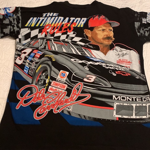 Vintage NASCAR 1996 Dale Earnhardt The Intimidator Rules AOP USA T-Shirt L - Picture 3 of 15